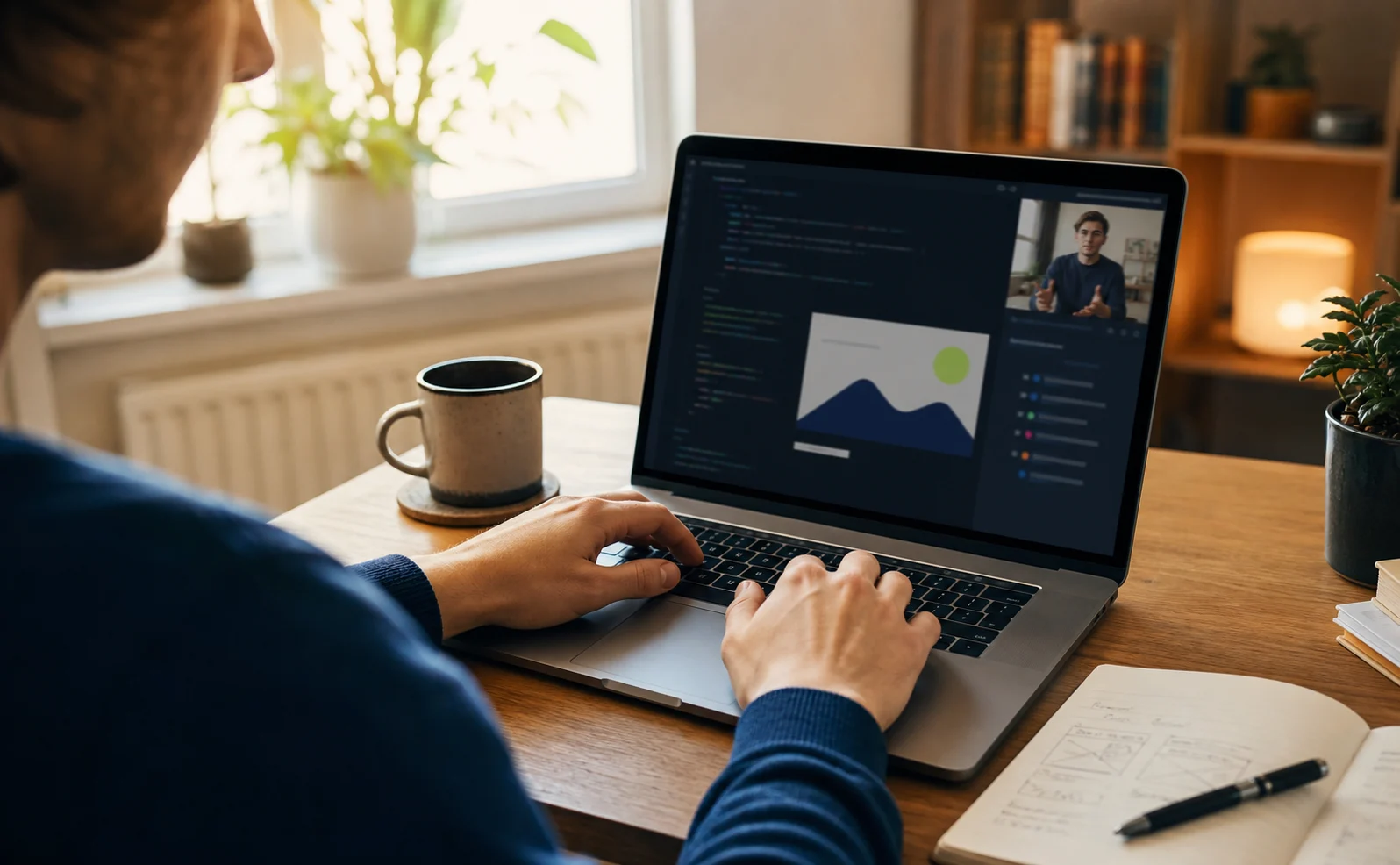 Anfänger arbeitet an einer Website im Web Development Kurs